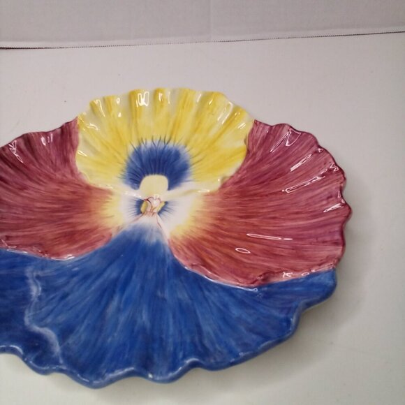 Department 56 Pansey Salad Dessert Plate Replacement Blue Yellow Red Colorful - Picture 6 of 8